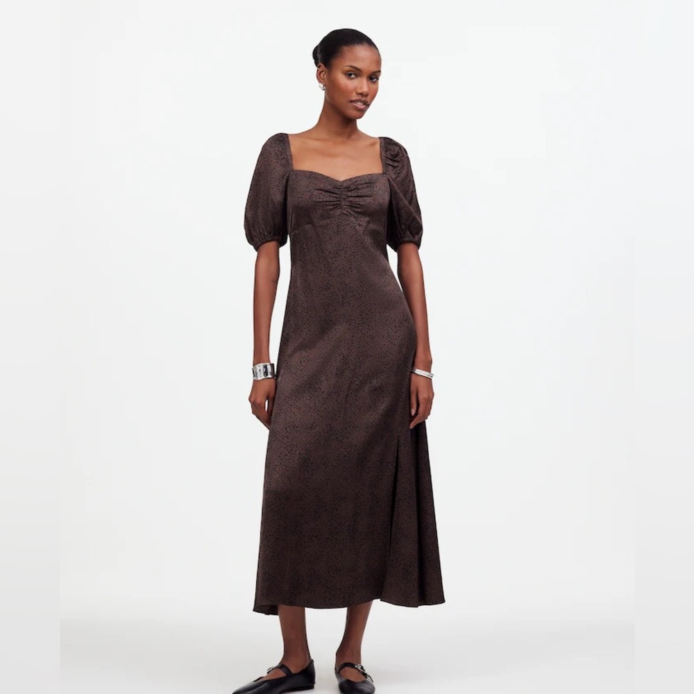 Madewell  Brown Puff Sleeve Dress